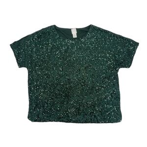 H&M Short Sleeve Green Sequin Lined Blouse Size Medium Women’s